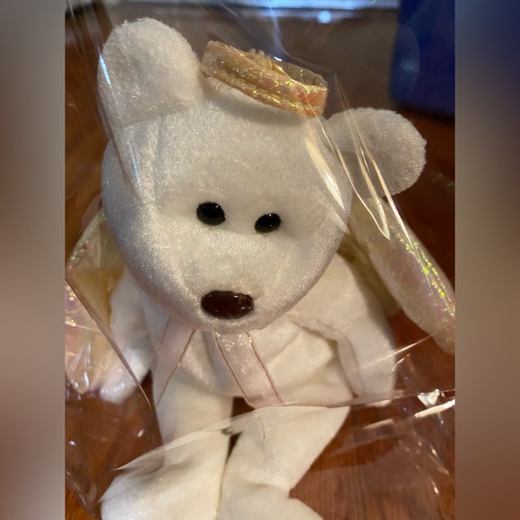 RARE HALO TY BEANIE BABY WITH BROWN NOSE BLACK EYES 1998 - Picture 3 of 8